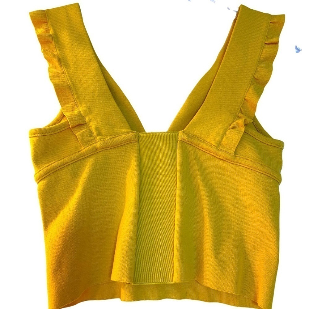 Zara crop top gorgeous gold color ruffle on straps elastic insert back Small
C - Picture 2 of 4